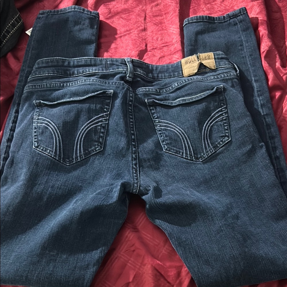 Hollister Blue Boot Cut Jeans with Ornate Stitching
